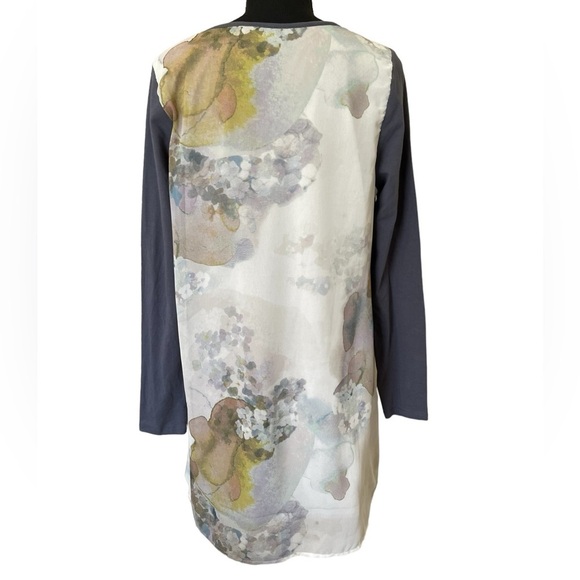 Soft Surroundings Gray Floral Watercolor Chiffon Back Ink liliana Tunic Top Sz M - Picture 4 of 5